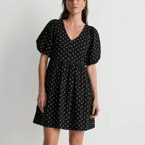 Madewell V-Neck Puff-Sleeve Mini Dress in Floral Ikat